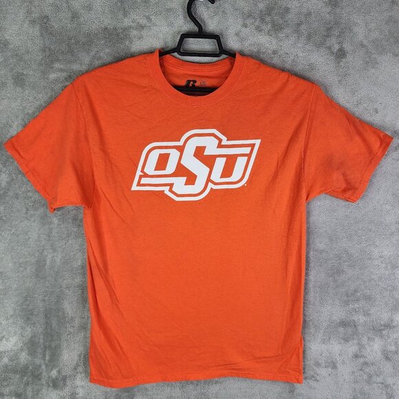 Mens Orange Russell Athletic Shirt OSU White Logo Short Sleeve Crew Neck Size L - Picture 2 of 11